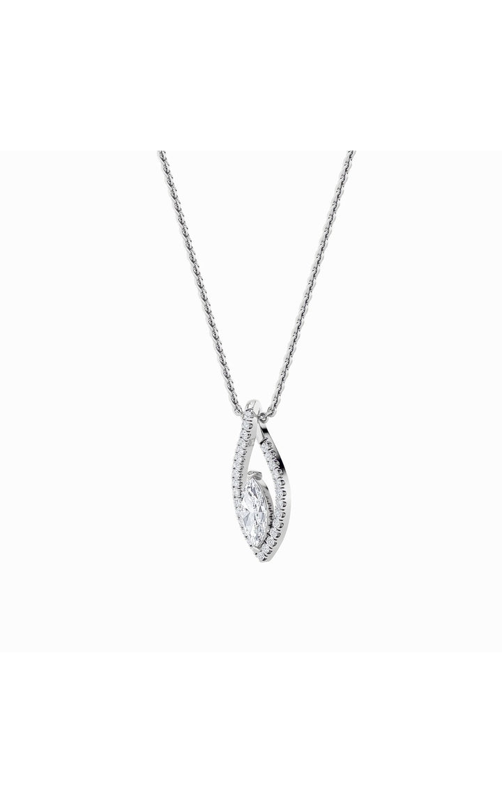 1.25Cttw Marquise Shaped Lab Grown Diamond (F/VS) Heart Shaped Pendant in 14K Gold