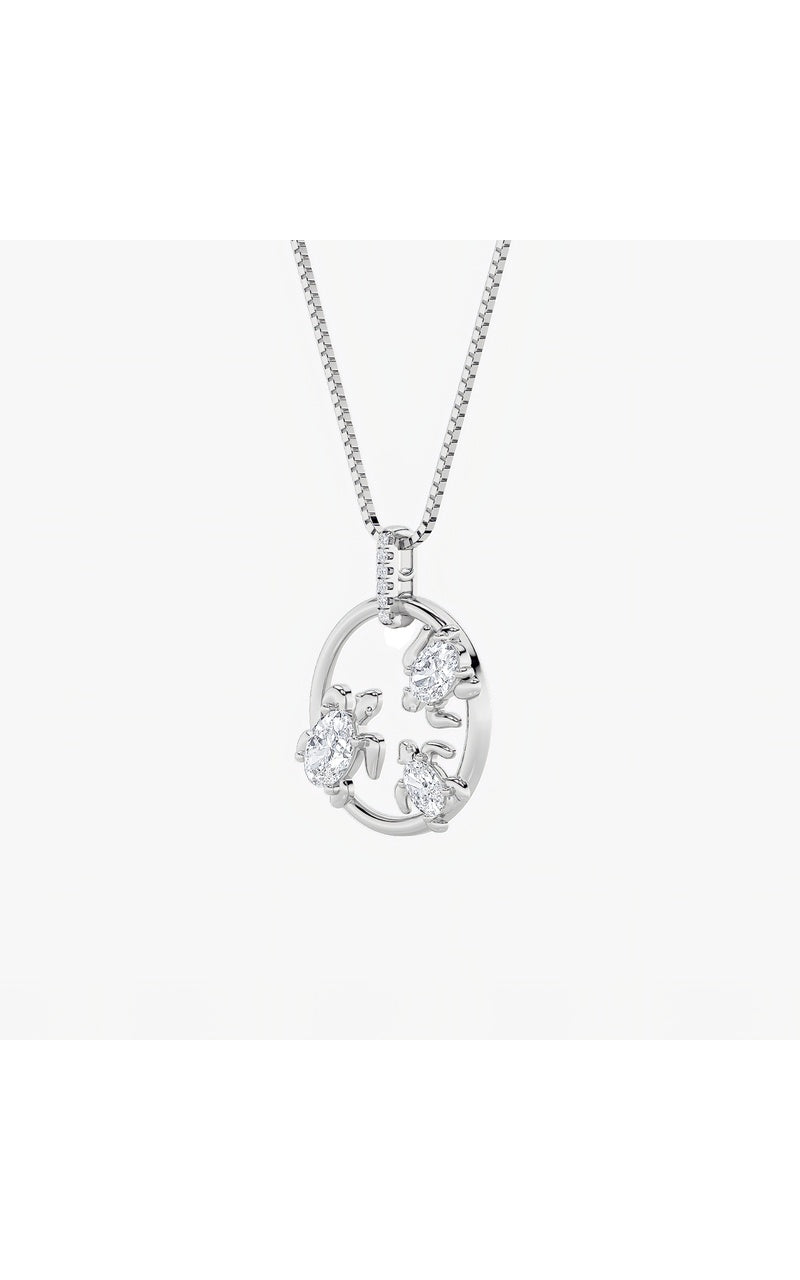2Cttw Oval Shaped Lab Grown Diamond (F/VS) Baby Turtle Pendant in 14K Gold