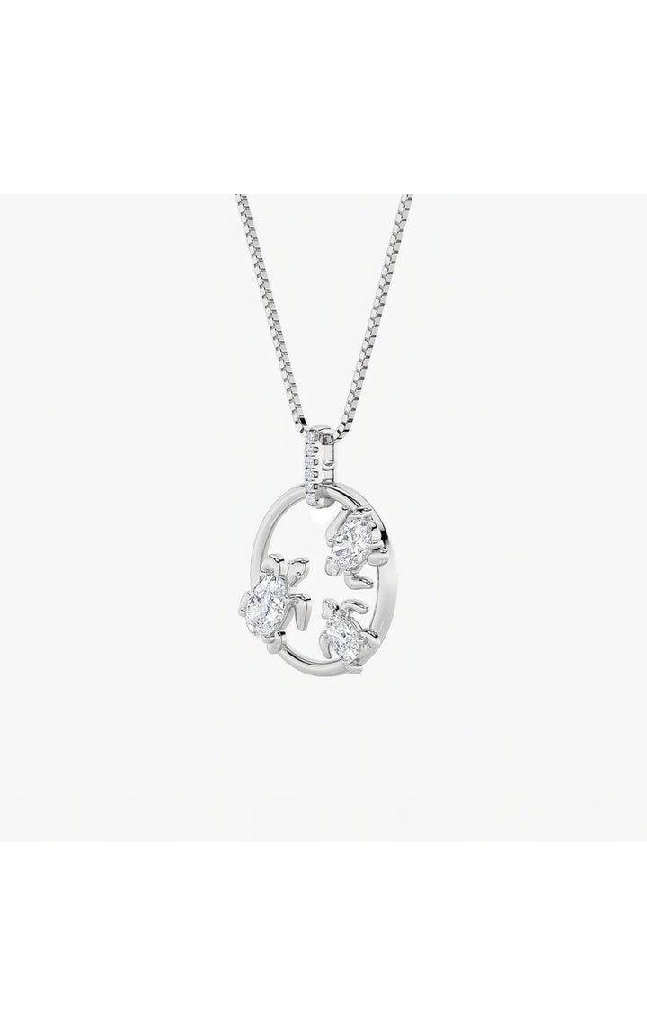 2Cttw Oval Shaped Lab Grown Diamond (F/VS) Baby Turtle Pendant in 14K Gold