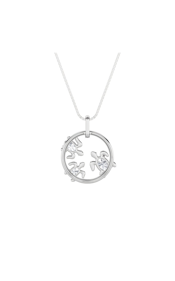 2Cttw Oval Shaped Lab Grown Diamond (F/VS) Baby Turtle Pendant in 14K Gold