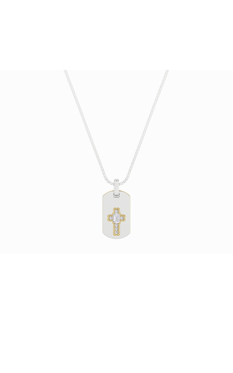 1Cttw Emerald Shaped Lab Grown Diamond (F/VS) DogTag Pendant in 14K Gold