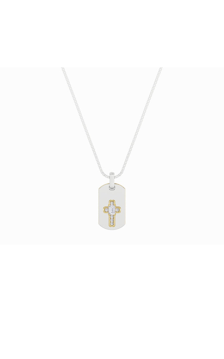 1Cttw Emerald Shaped Lab Grown Diamond (F/VS) Dog Tag Pendant in 14K Gold