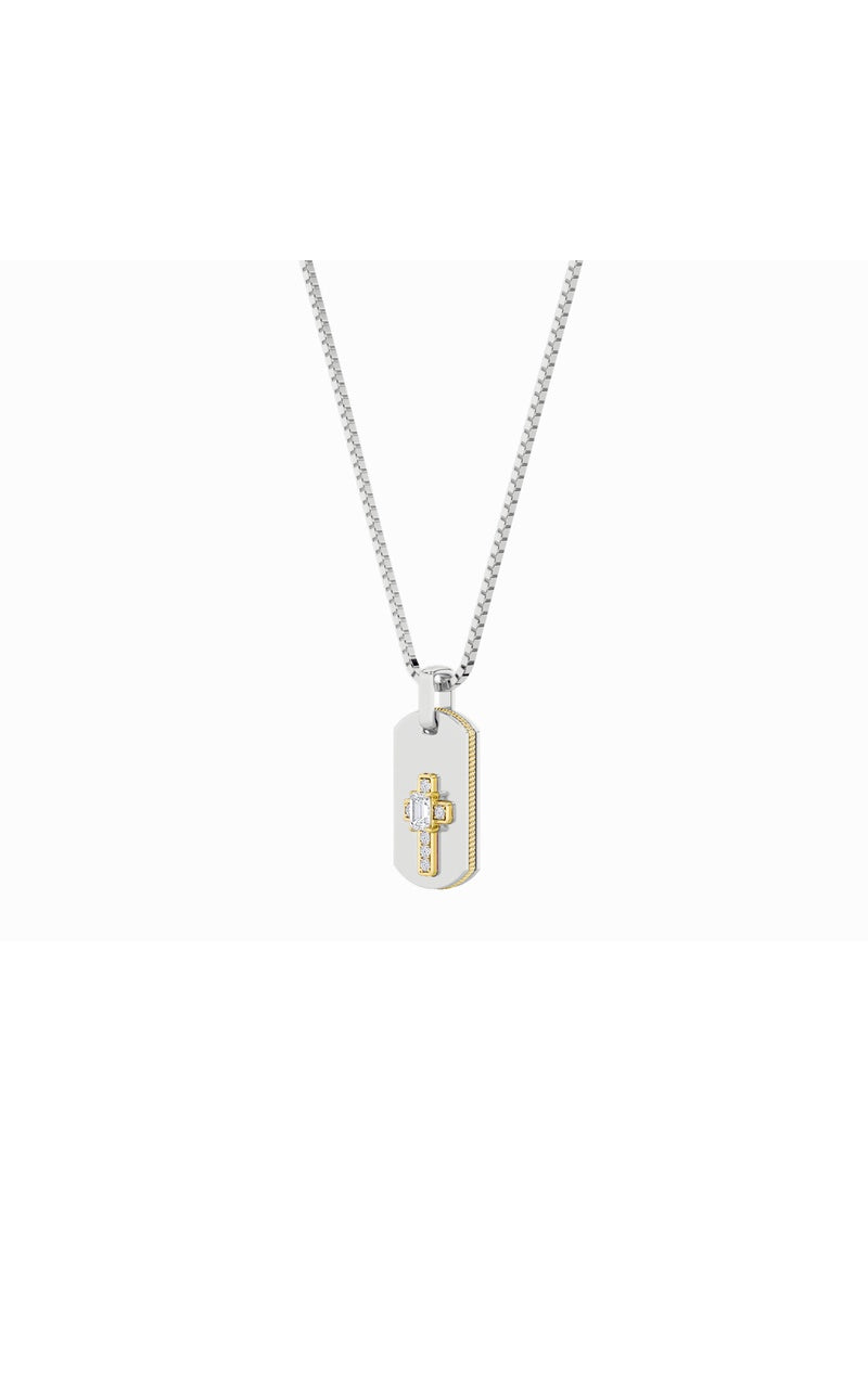 1Cttw Emerald Shaped Lab Grown Diamond (F/VS) Dog Tag Pendant in 14K Gold