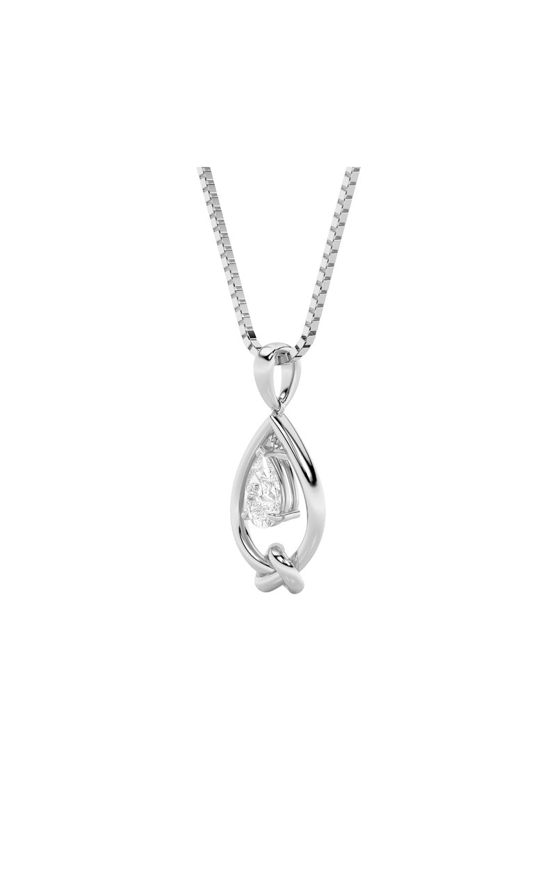 1Cttw Pear Shaped Lab Grown Diamond (F/VS) Solitaire Knot Pendant in 14K Gold