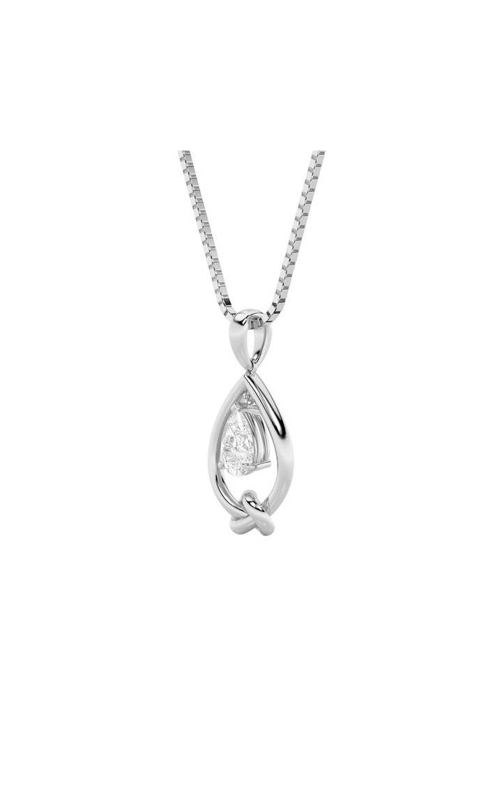 1Cttw Pear Shaped Lab Grown Diamond (F/VS) Solitaire Knot Pendant in 14K Gold