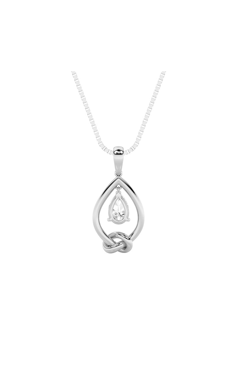 1Cttw Pear Shaped Lab Grown Diamond (F/VS) Solitaire Knot Pendant in 14K Gold