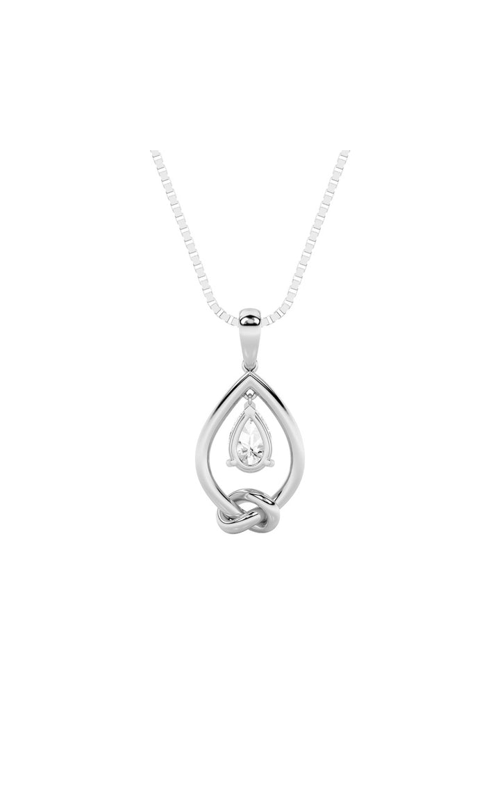 1Cttw Pear Shaped Lab Grown Diamond (F/VS) Solitaire Knot Pendant in 14K Gold