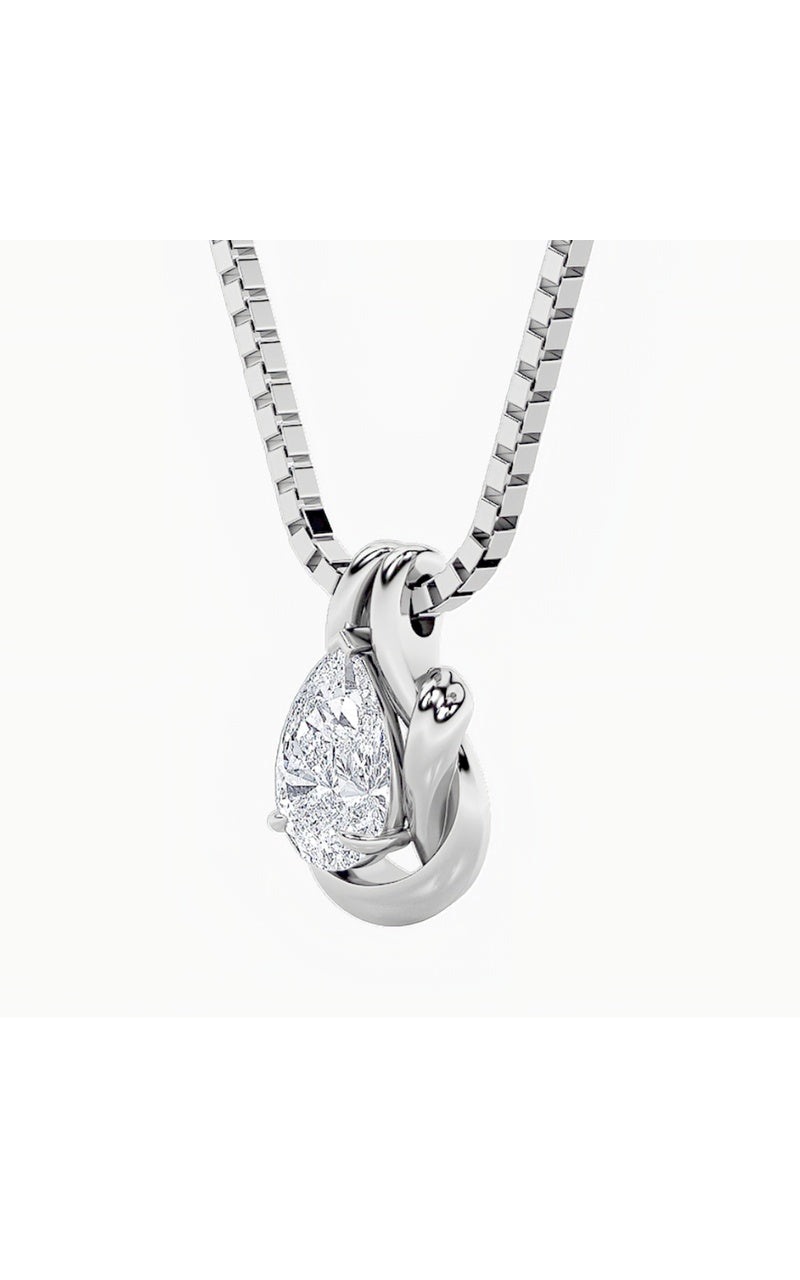 2Cttw Pear Shaped Lab Grown Diamond (F/VS) Knot Pendant in 14K Gold