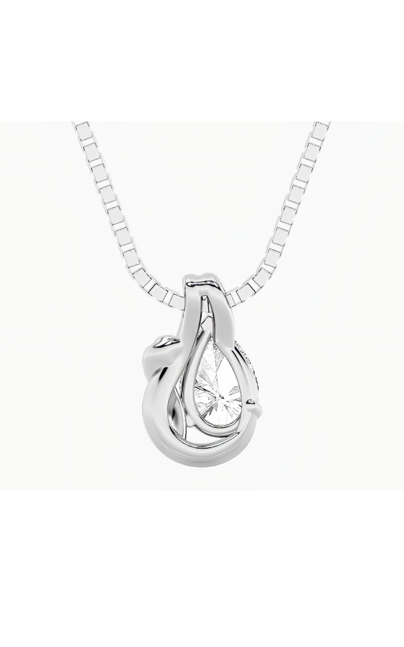 2Cttw Pear Shaped Lab Grown Diamond (F/VS) Knot Pendant in 14K Gold