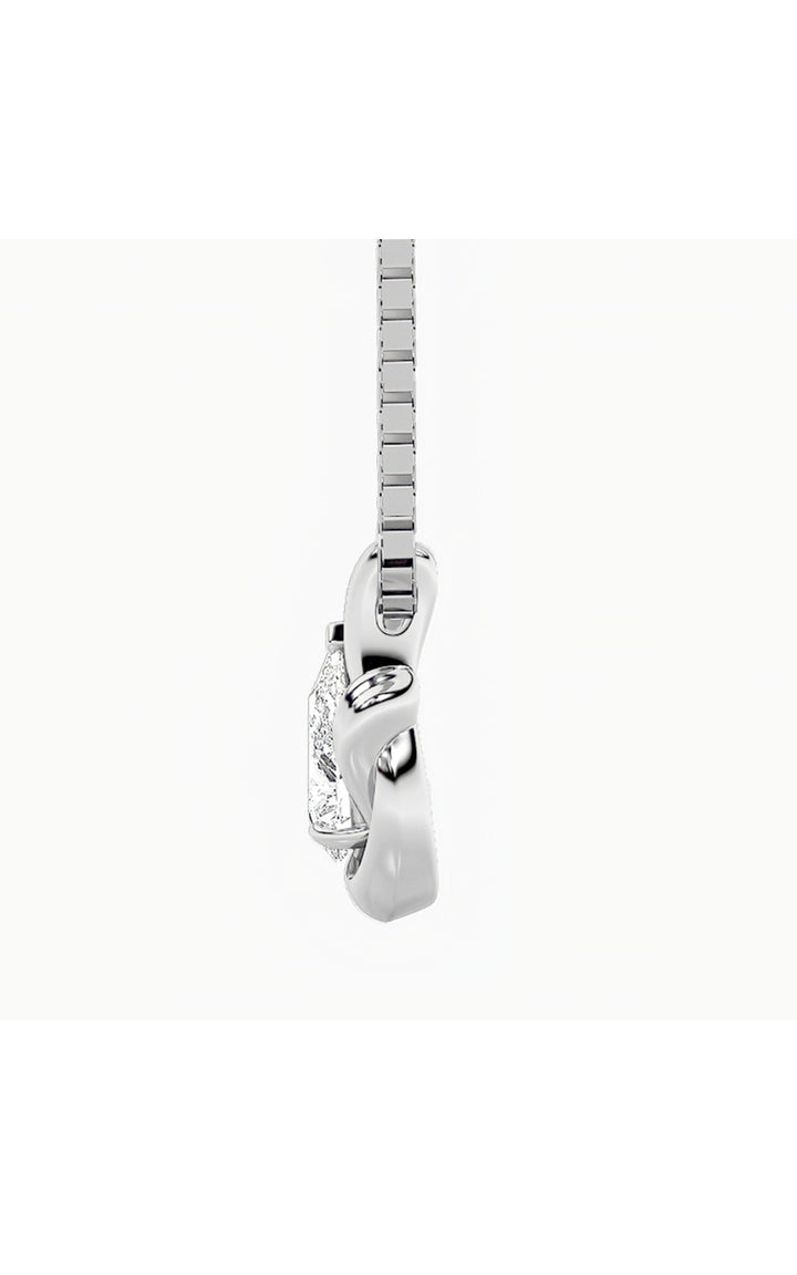 2Cttw Pear Shaped Lab Grown Diamond (F/VS) Knot Pendant in 14K Gold