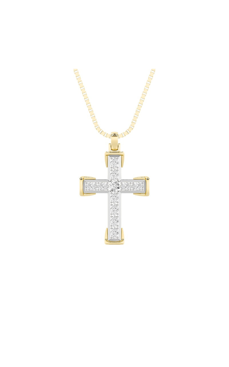 3Cttw Round Shaped Lab Grown Diamond (F/VS) Cross Pendant in 14K Gold