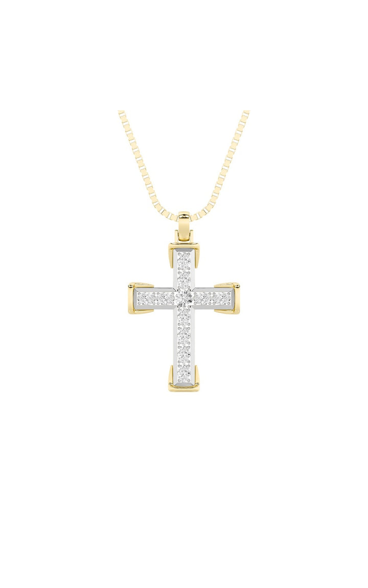 3Cttw Round Shaped Lab Grown Diamond (F/VS) Cross Pendant in 14K Gold