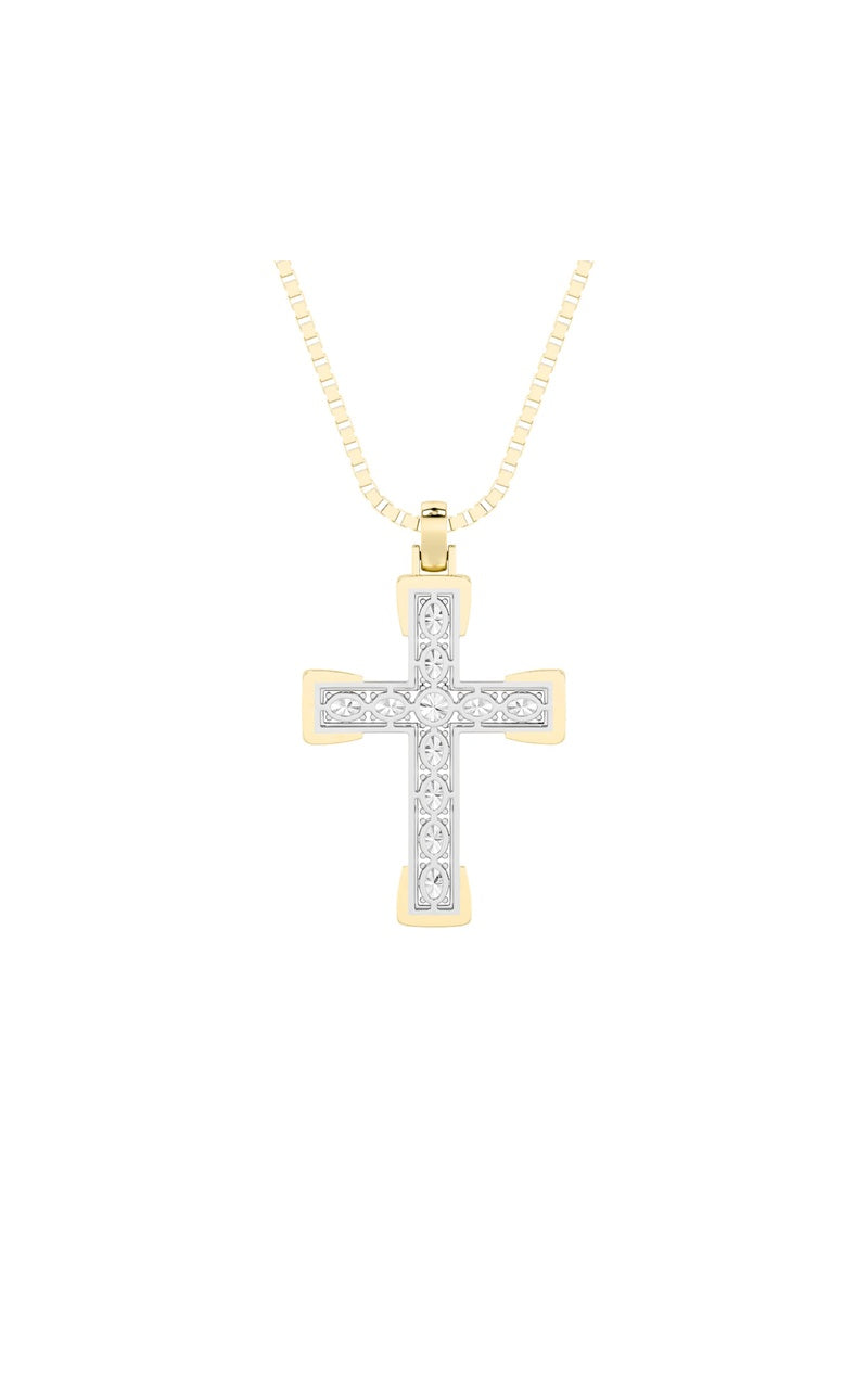 3Cttw Round Shaped Lab Grown Diamond (F/VS) CrossPendant in 14K Gold