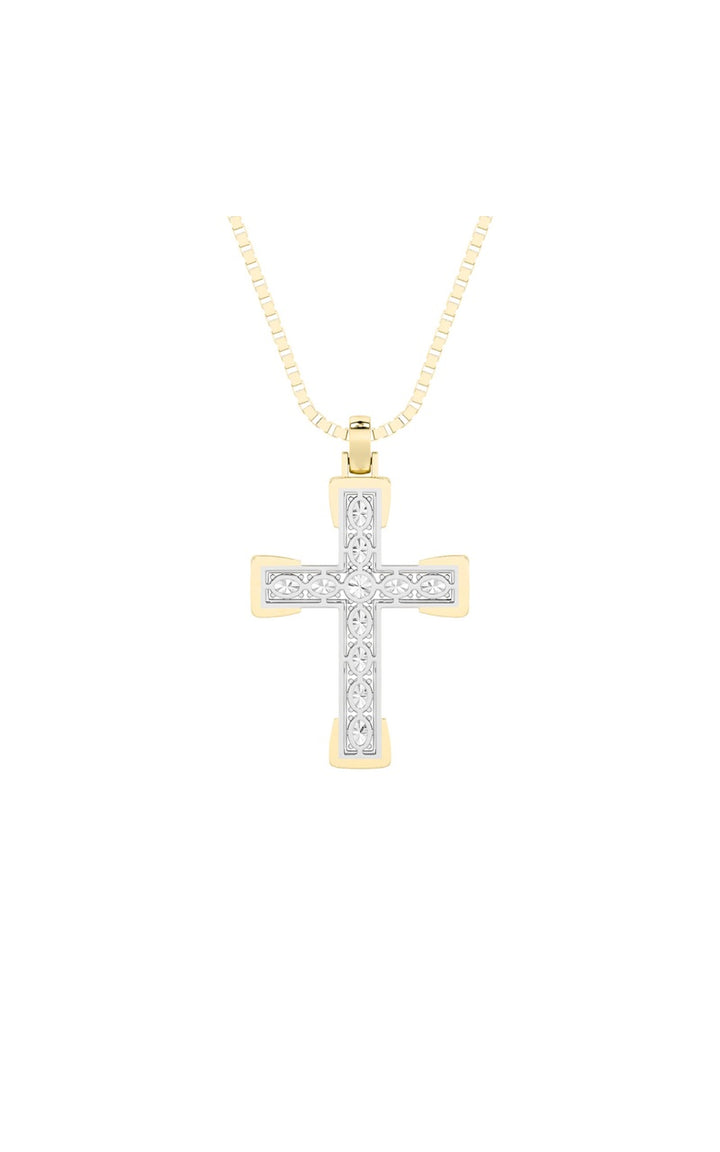 3Cttw Round Shaped Lab Grown Diamond (F/VS) CrossPendant in 14K Gold