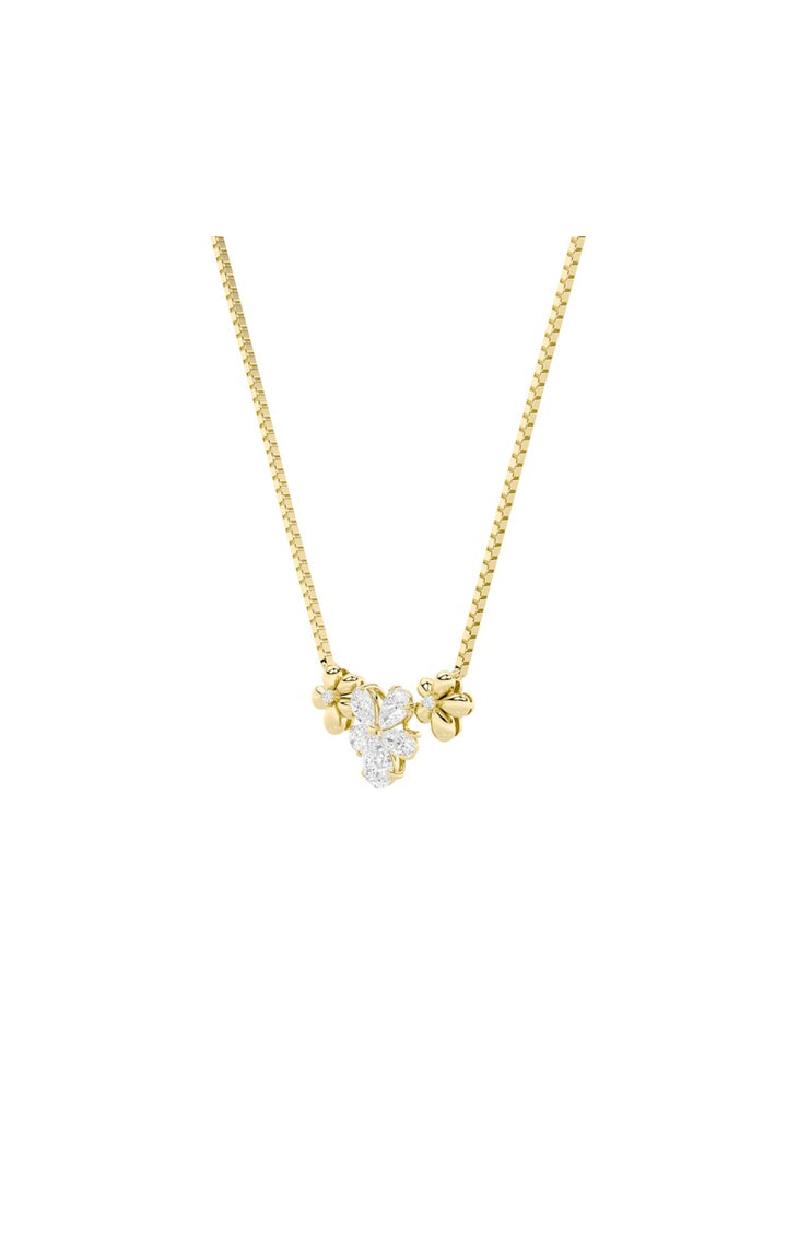 2Cttw Pear Shaped Lab Grown Diamond (F/VS) Fancy Flower Necklace in 14K Gold