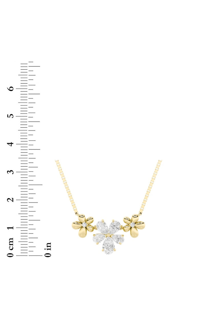 2Cttw Pear Shaped Lab Grown Diamond (F/VS) Fancy Flower Necklace in 14K Gold