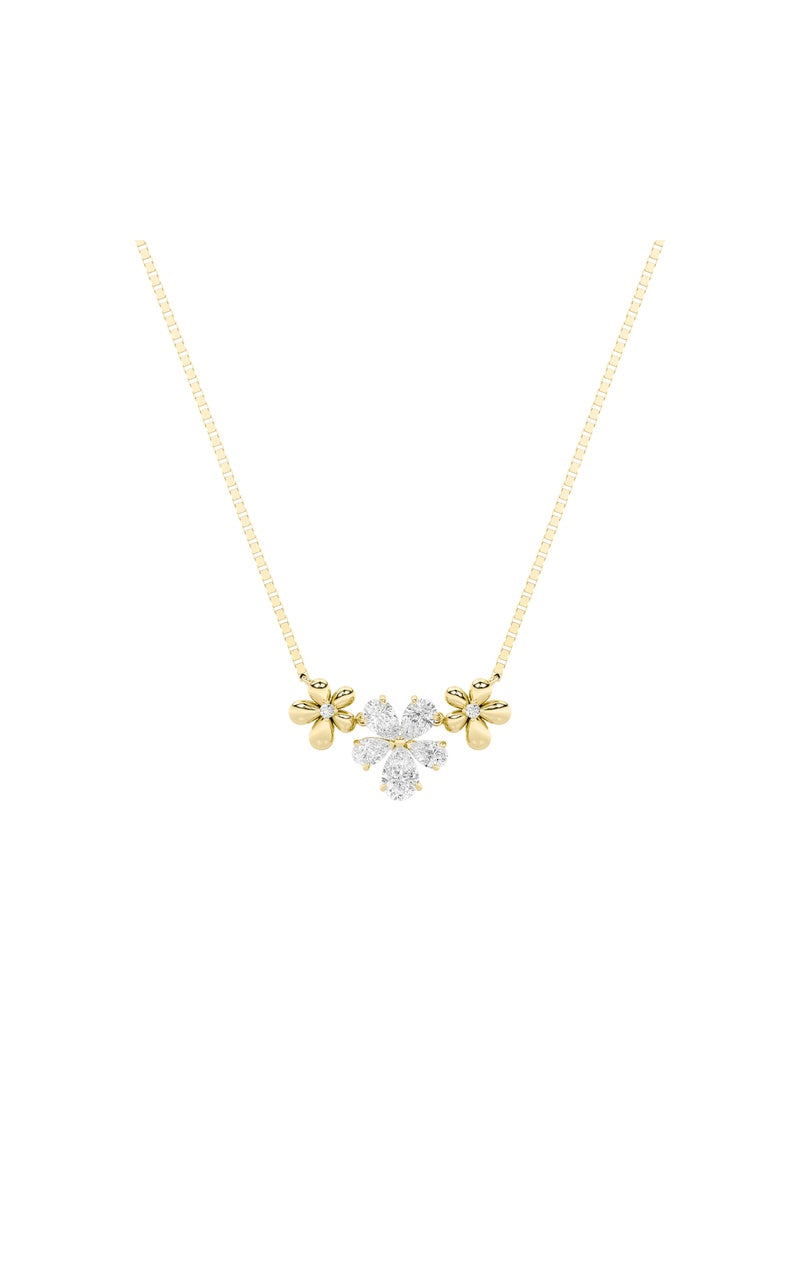 2Cttw Pear Shaped Lab Grown Diamond (F/VS) Fancy Flower Necklace in 14K Gold