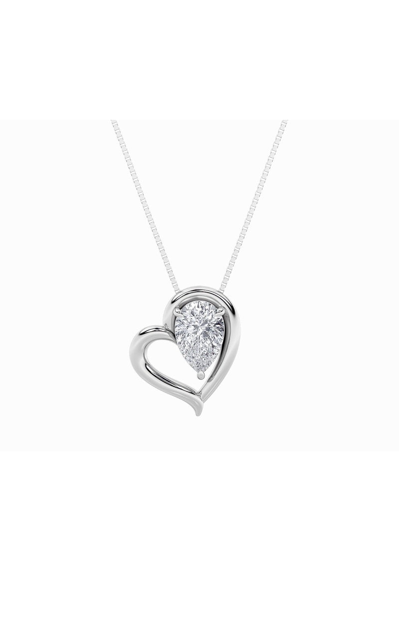 0.5Cttw Pear Shaped Lab Grown Diamond (F/VS) Heart Pendant in 14K  White Gold