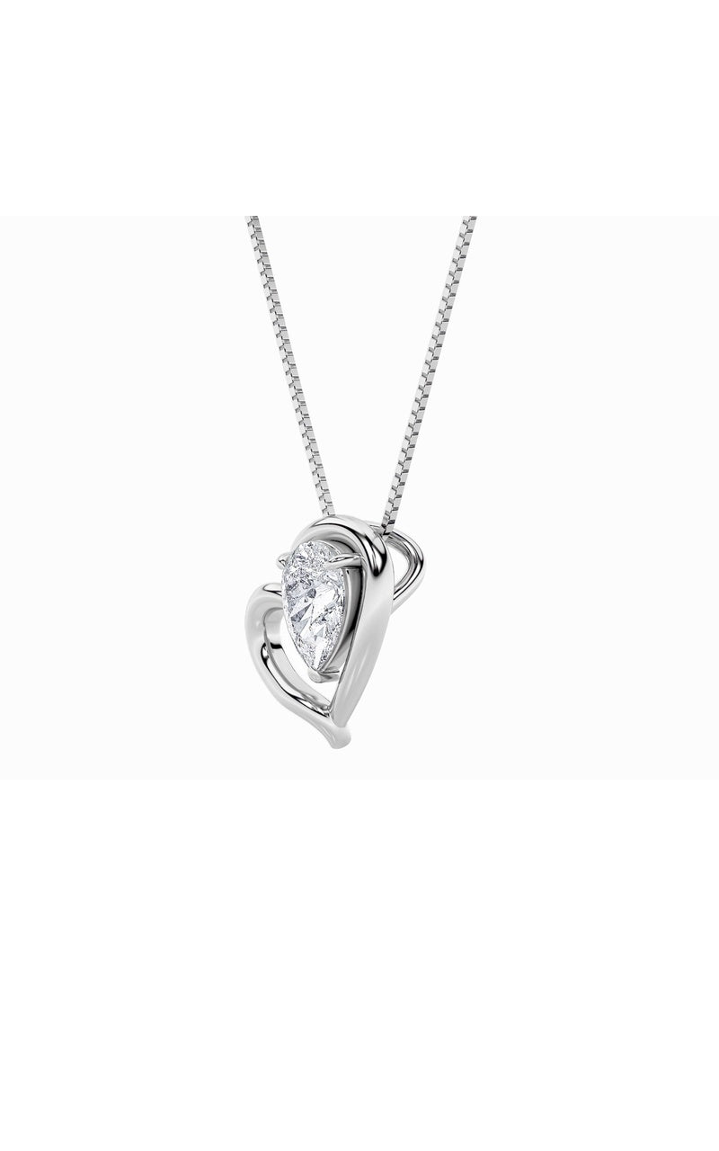 0.5Cttw Pear Shaped Lab Grown Diamond (F/VS) Heart Pendant in 14K  White Gold