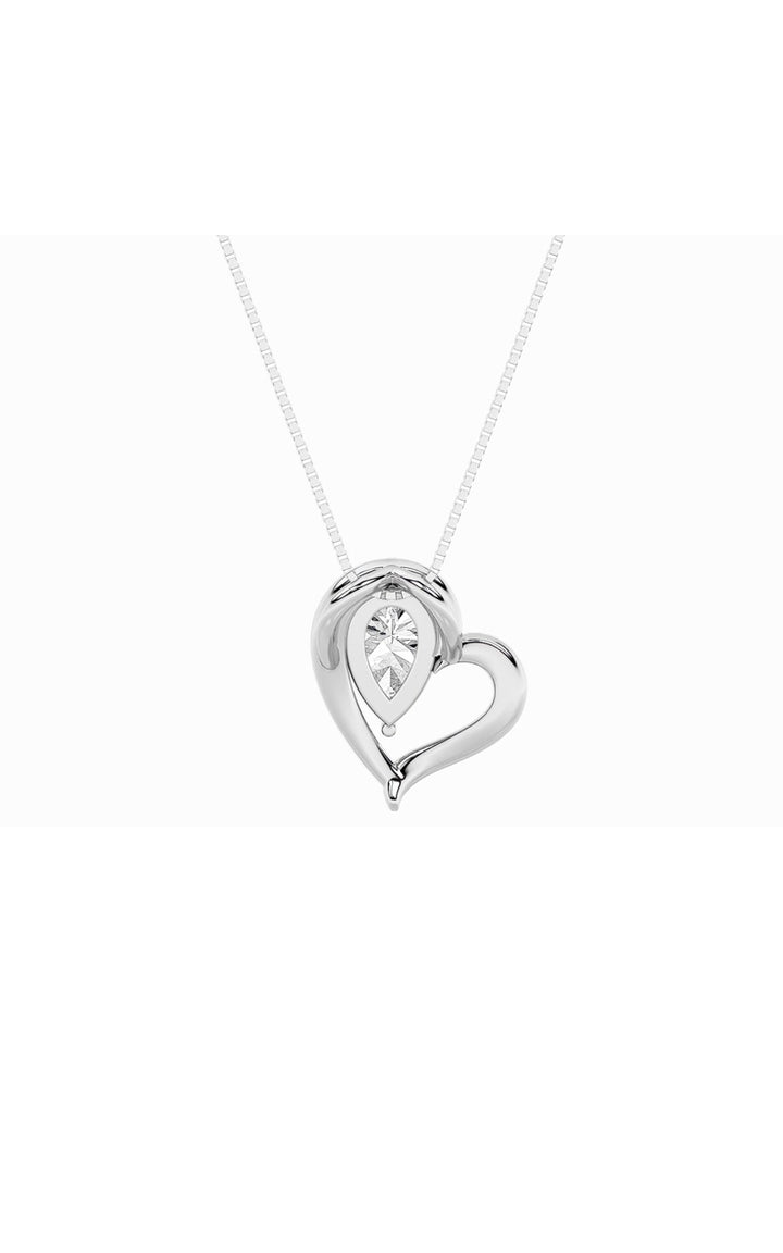 0.5Cttw Pear Shaped Lab Grown Diamond (F/VS) Heart Pendant in 14K  White Gold