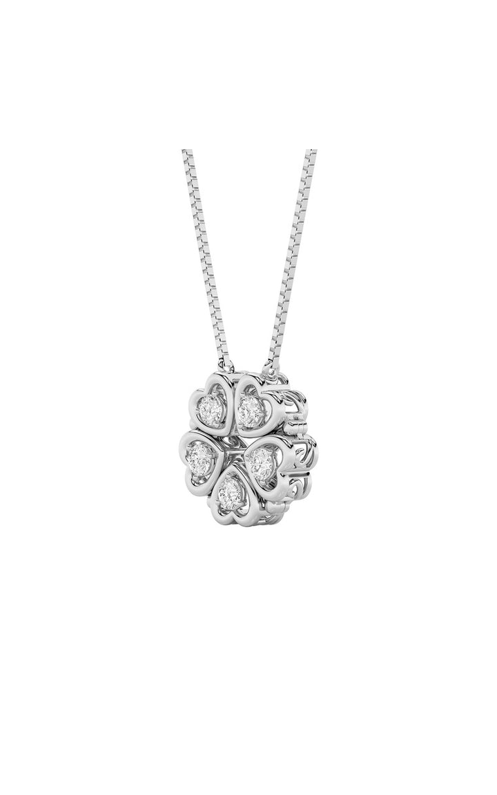 1Cttw Round Shaped Lab Grown Diamond (F/VS) HeartShaped Necklace in 14K Gold
