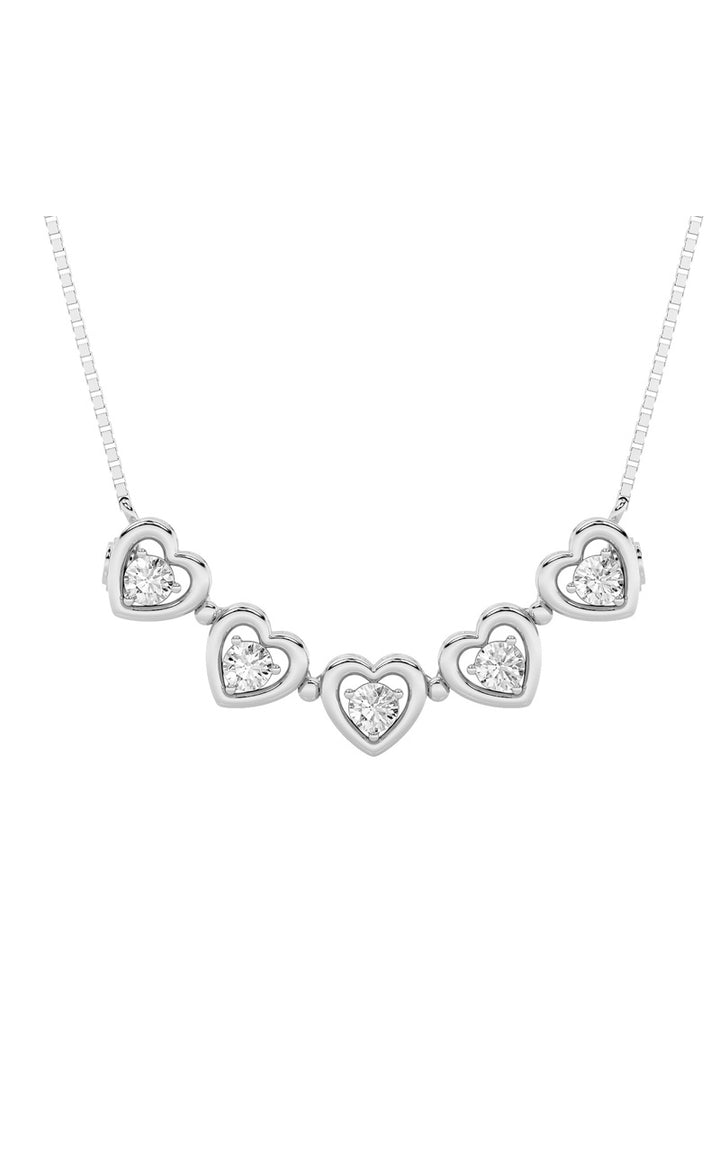 1Cttw Round Shaped Lab Grown Diamond (F/VS) HeartShaped Necklace in 14K Gold