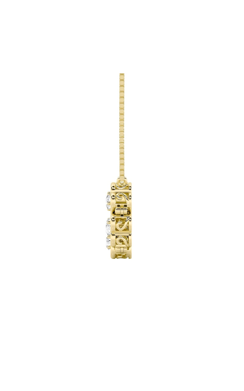 1Cttw Round Shaped Lab Grown Diamond (F/VS) HeartShaped Necklace in 14K Gold