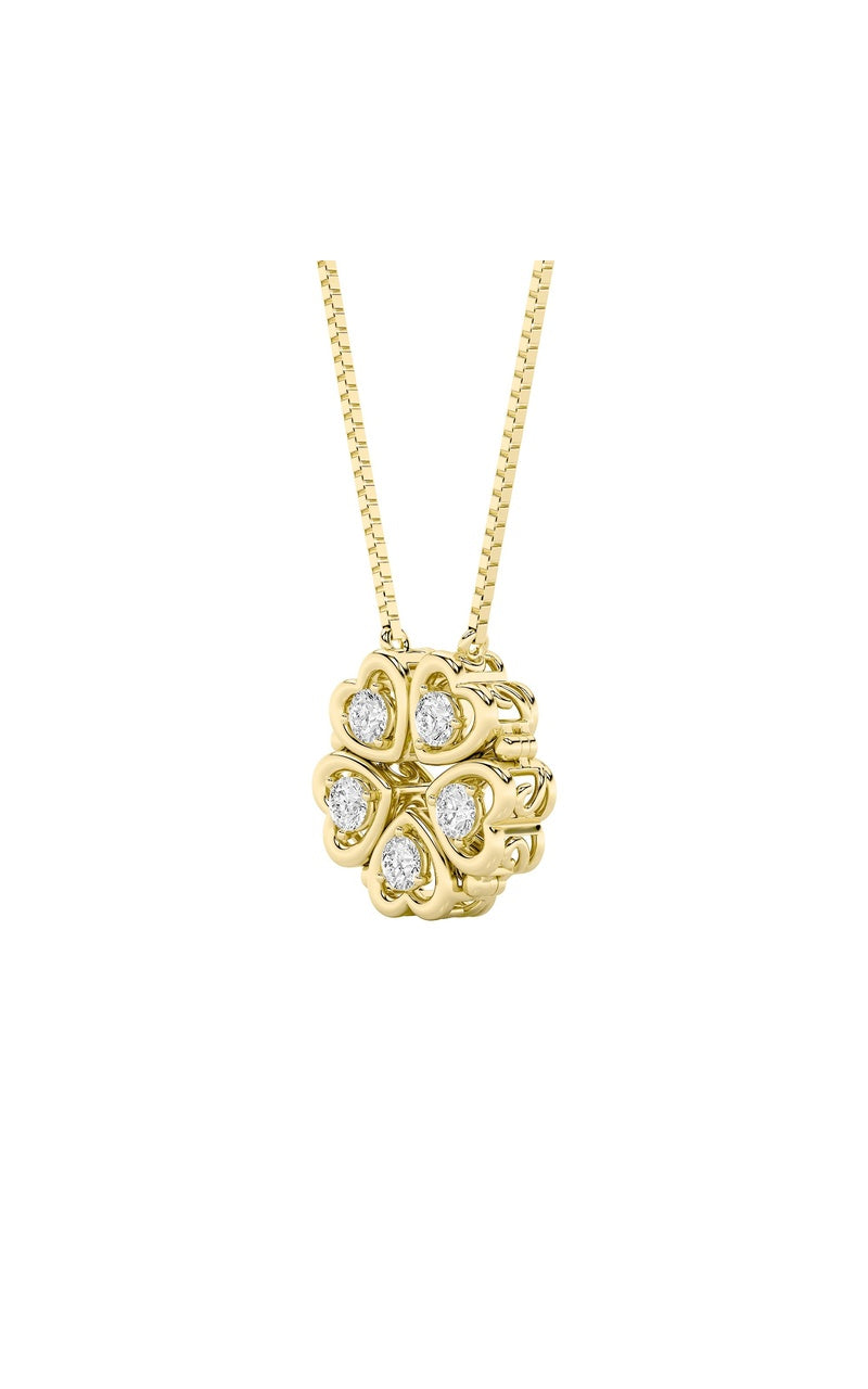 1Cttw Round Shaped Lab Grown Diamond (F/VS) HeartShaped Necklace in 14K Gold