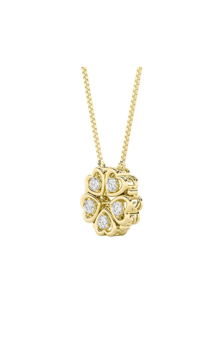 1Cttw Round Shaped Lab Grown Diamond (F/VS) HeartShaped Necklace in 14K Gold