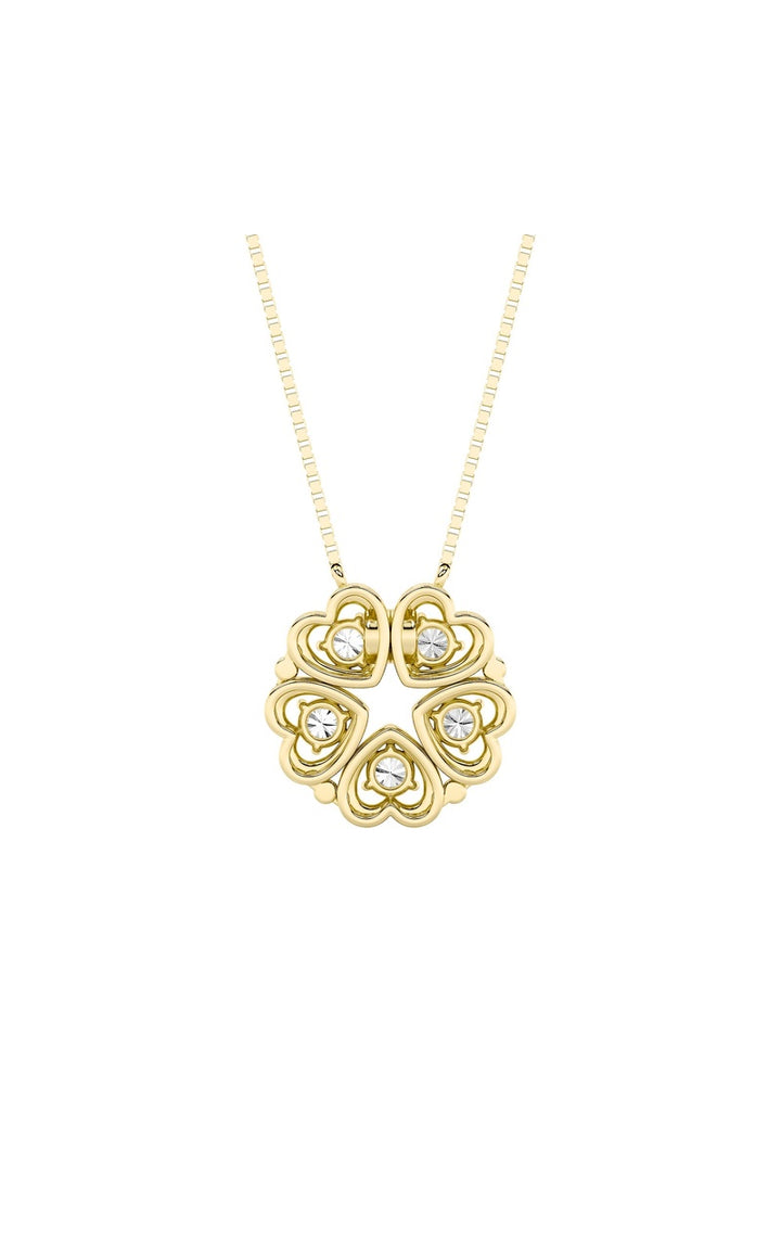 1Cttw Round Shaped Lab Grown Diamond (F/VS) Heart Shaped Necklace in 14K Gold