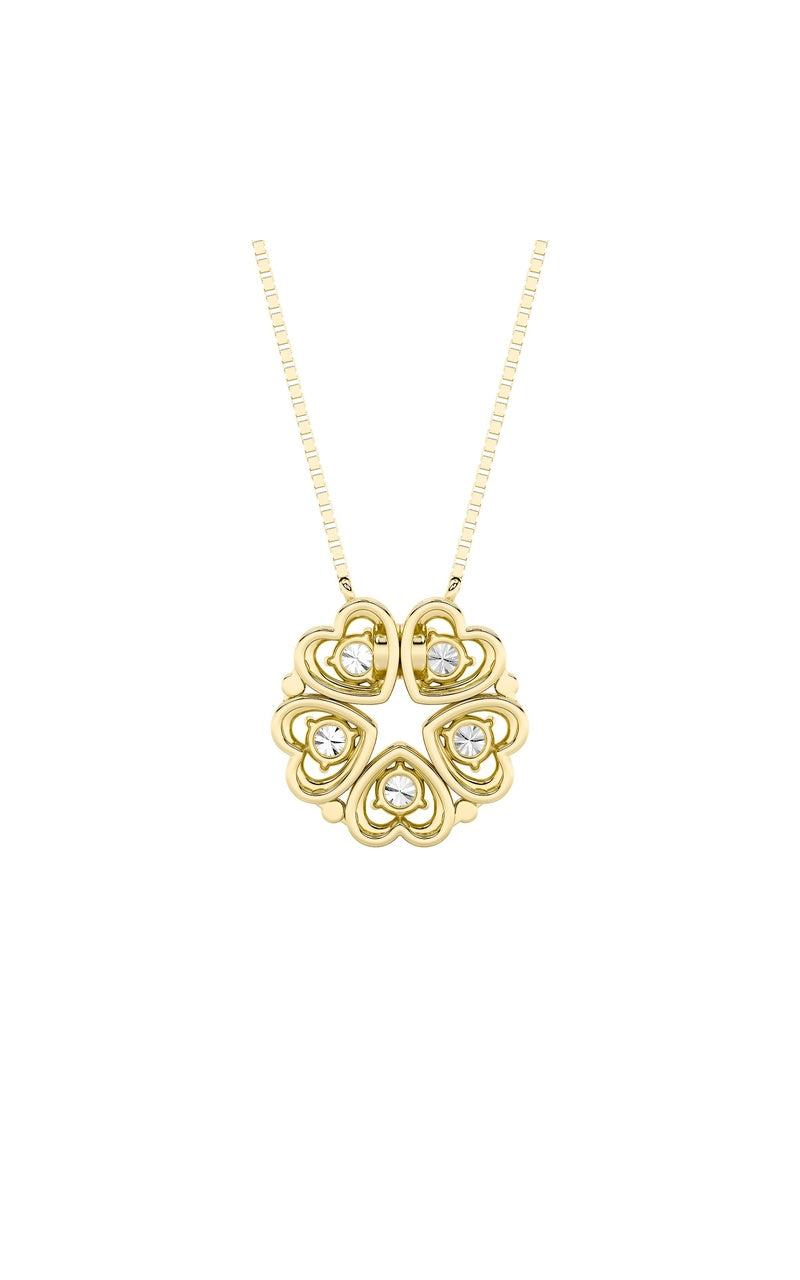 1Cttw Round Shaped Lab Grown Diamond (F/VS) HeartShaped Necklace in 14K Gold