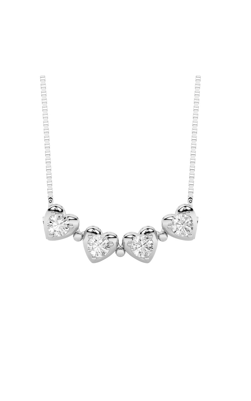 1Cttw Round Shaped Lab Grown Diamond (F/VS) Heart Shaped Necklace in 14K Gold