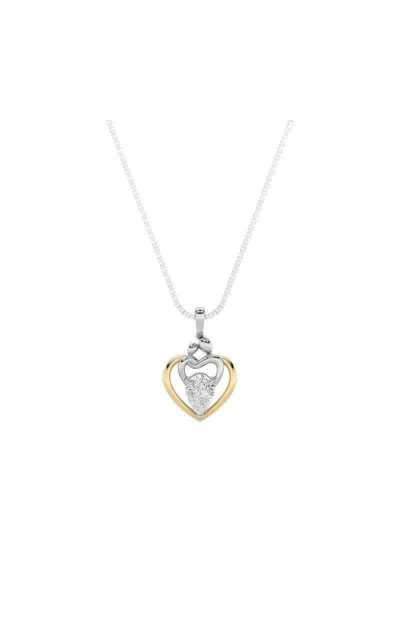 1.5Cttw Pear Shaped Lab Grown Diamond (F/VS) Heart Shaped Pendant in 14K Gold