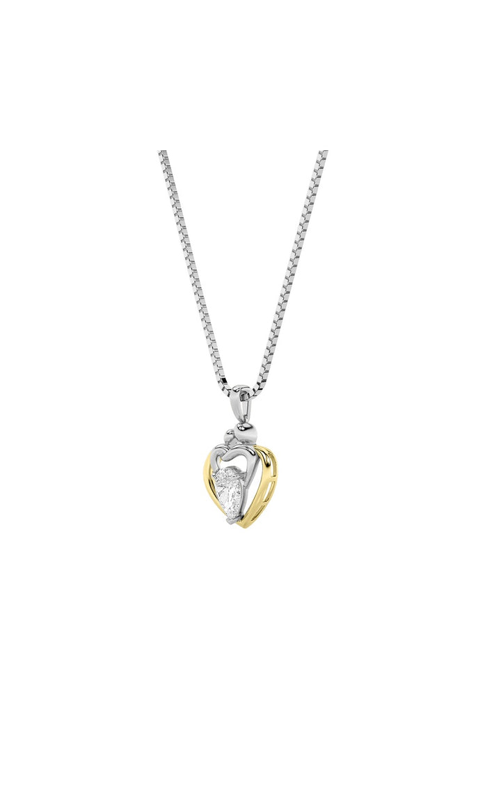 1.5Cttw Pear Shaped Lab Grown Diamond (F/VS) Heart Shaped Pendant in 14K Gold