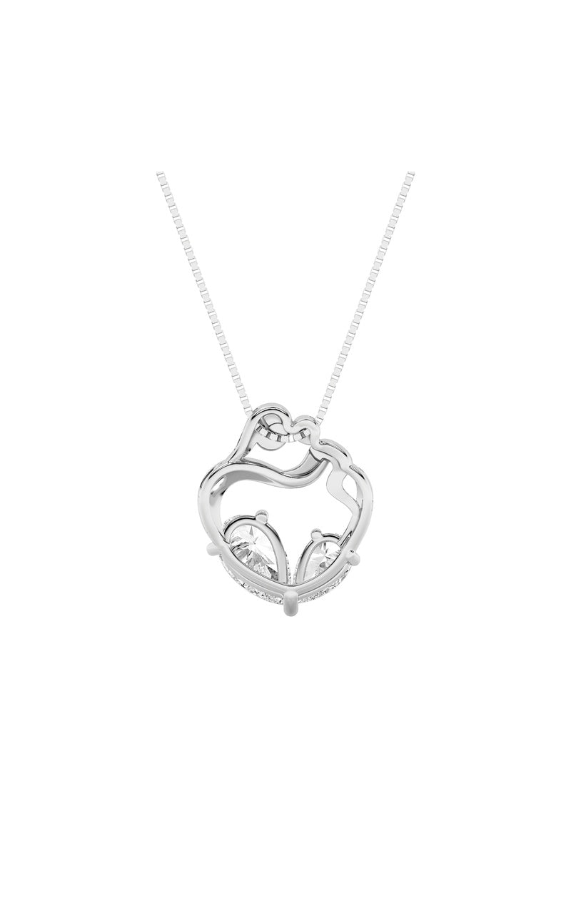 3Cttw Pear Shaped Lab Grown Diamond (F/VS) Mother &amp; Child Heart Shaped Pendant in 14K Gold