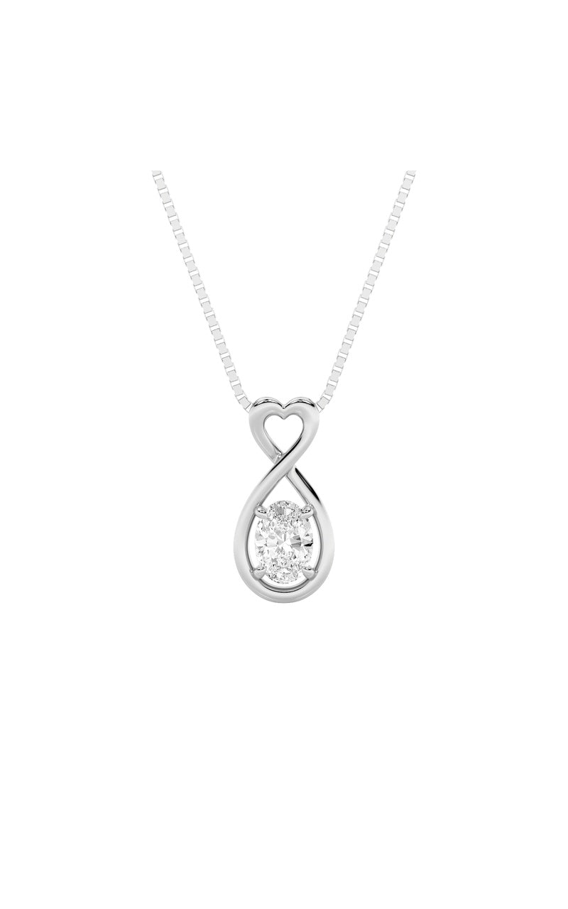 1Cttw Oval Shaped Lab Grown Diamond (G/VS) Fancy Solitaire Pendant in 14K Gold