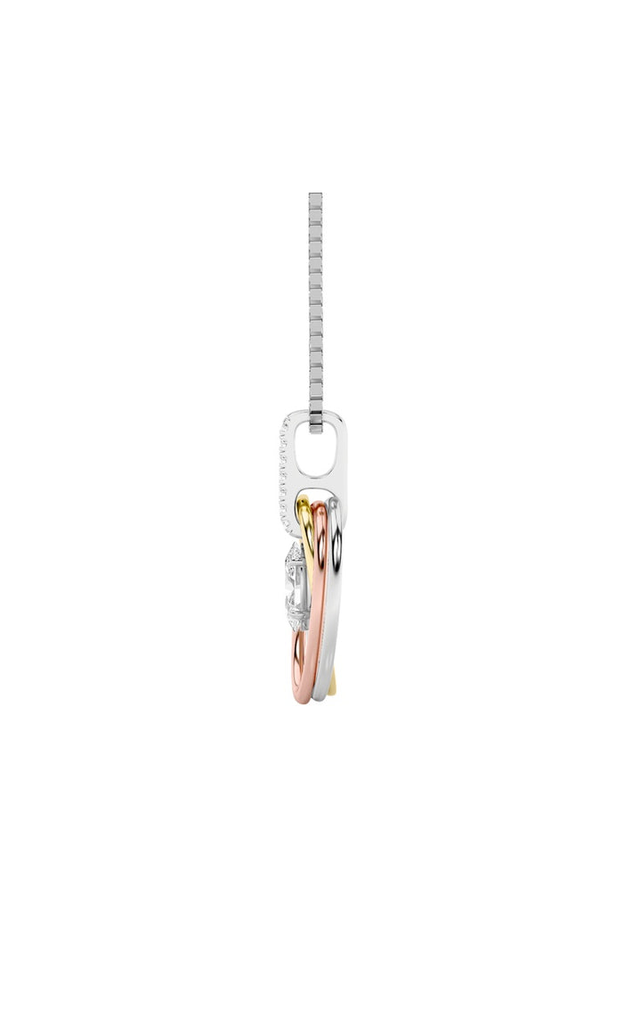 1.5Cttw Oval Shaped Lab Grown Diamond (F/VS) Three Tone Solitaire Accented Pendant in 14K Gold