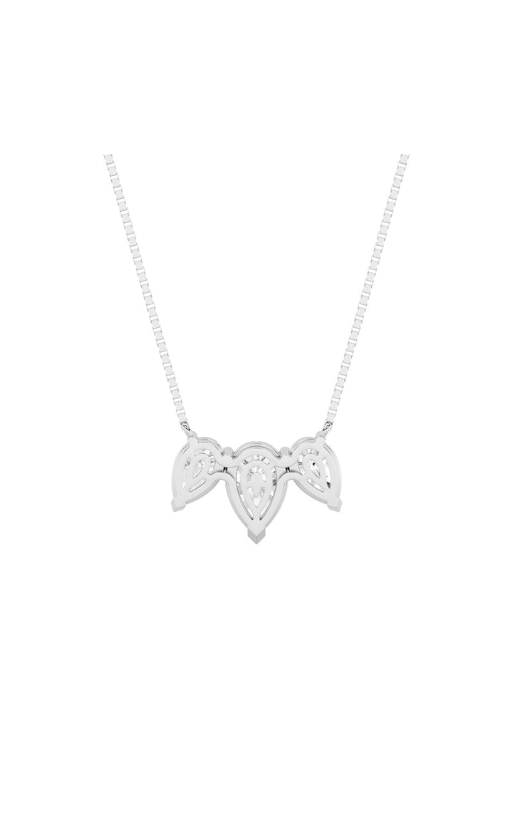 3Cttw Pear Shaped Lab Grown Diamond (F/VS) Three Stone Necklace in 14K Gold