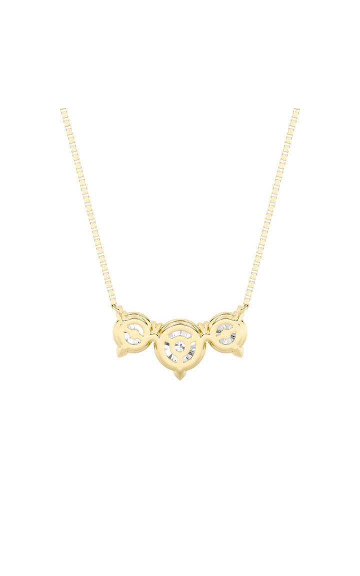 2Cttw Round Shaped Lab Grown Diamond (F/VS) ThreeStone Necklace in 14K Gold