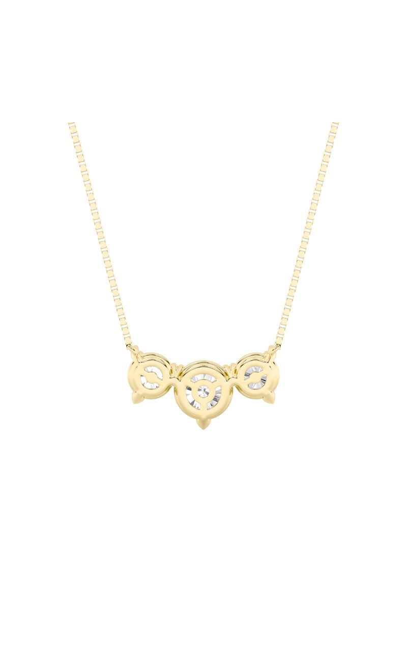 2Cttw Round Shaped Lab Grown Diamond (F/VS) Three Stone Necklace in 14K Gold