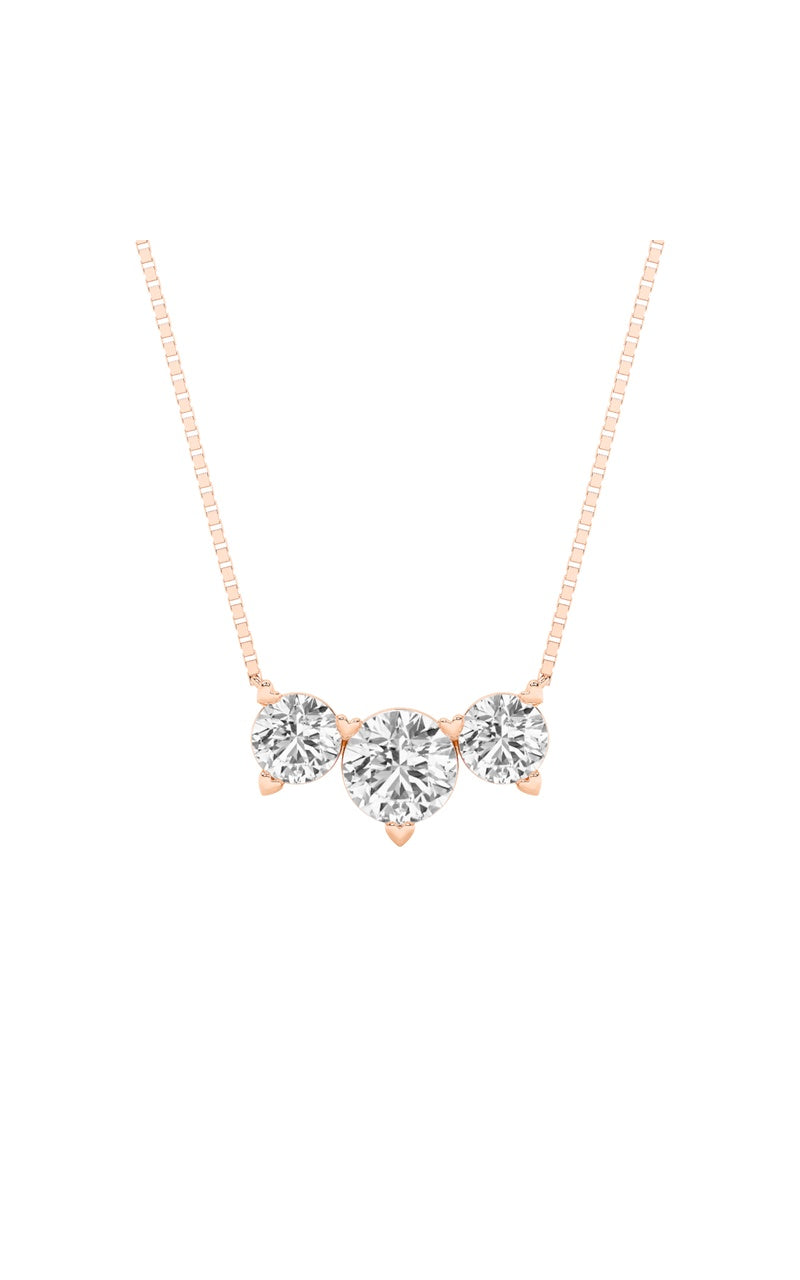 2Cttw Round Shaped Lab Grown Diamond (F/VS) ThreeStone Necklace in 14K Gold