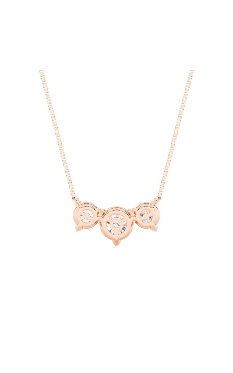 2Cttw Round Shaped Lab Grown Diamond (F/VS) Three Stone Necklace in 14K Gold