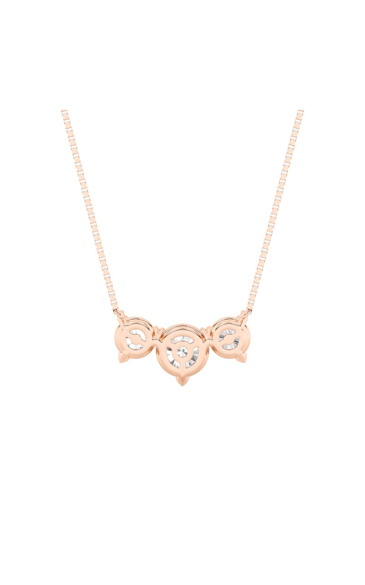 2Cttw Round Shaped Lab Grown Diamond (F/VS) Three Stone Necklace in 14K Gold