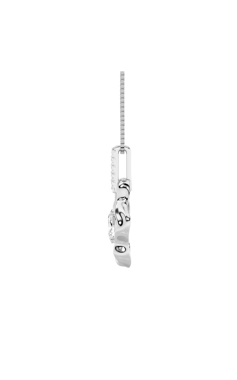 1Cttw Oval Shaped Lab Grown Diamond (F/VS) Organic Design Solitaire Pendant in 14K Gold