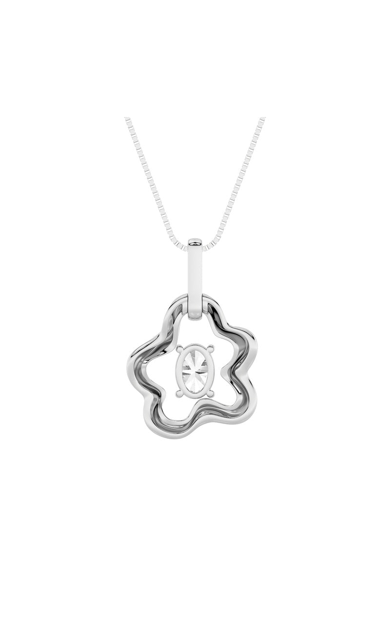 1Cttw Oval Shaped Lab Grown Diamond (F/VS) Organic Design Solitaire Pendant in 14K Gold
