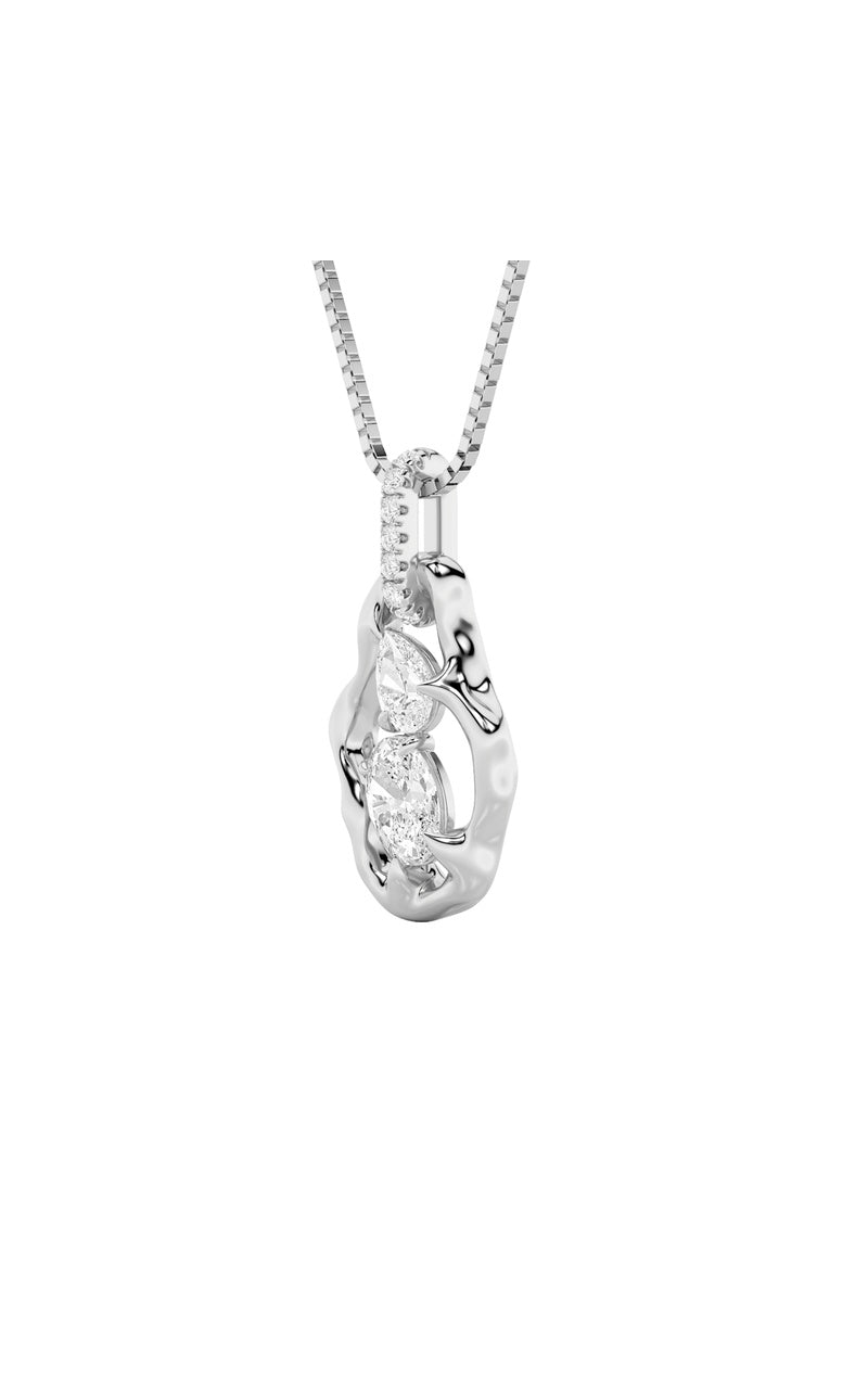1Cttw Oval Shaped Lab Grown Diamond (F/VS) Organic Design Solitaire Pendant in 14K Gold