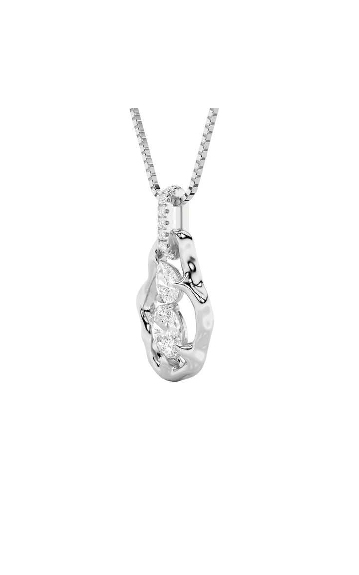 1Cttw Oval Shaped Lab Grown Diamond (F/VS) Organic Design Solitaire Pendant in 14K Gold