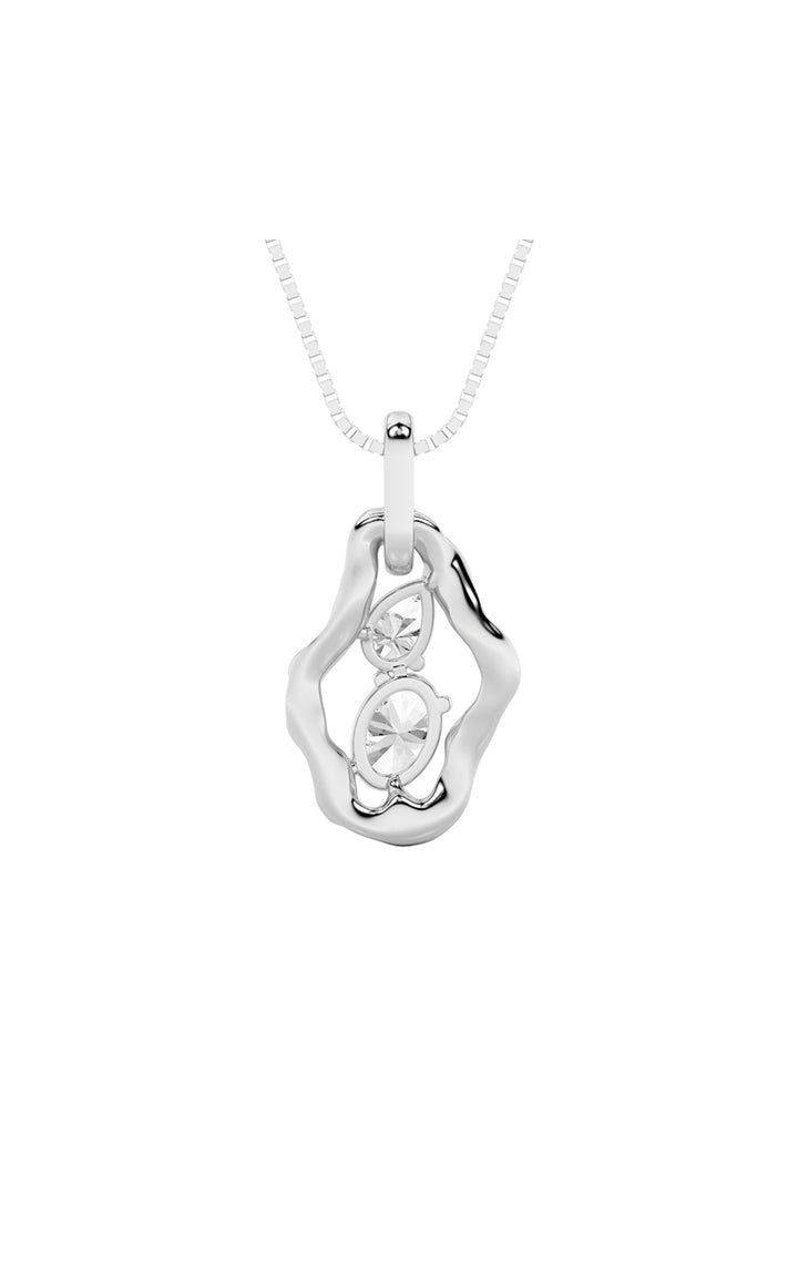 1Cttw Oval Shaped Lab Grown Diamond (F/VS) Organic Design Solitaire Pendant in 14K Gold