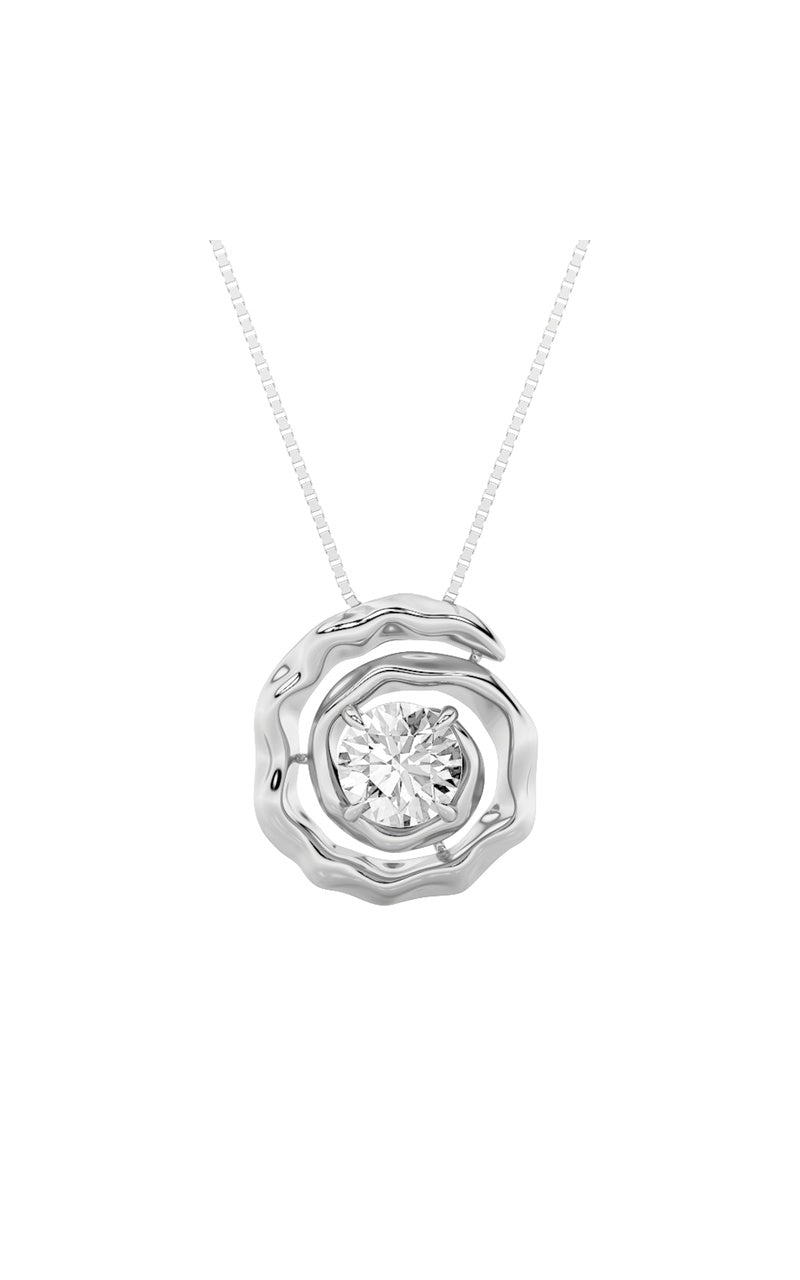 1Cttw Round Shaped Lab Grown Diamond (F/VS) Organic Design Solitaire Pendant in 14K Gold