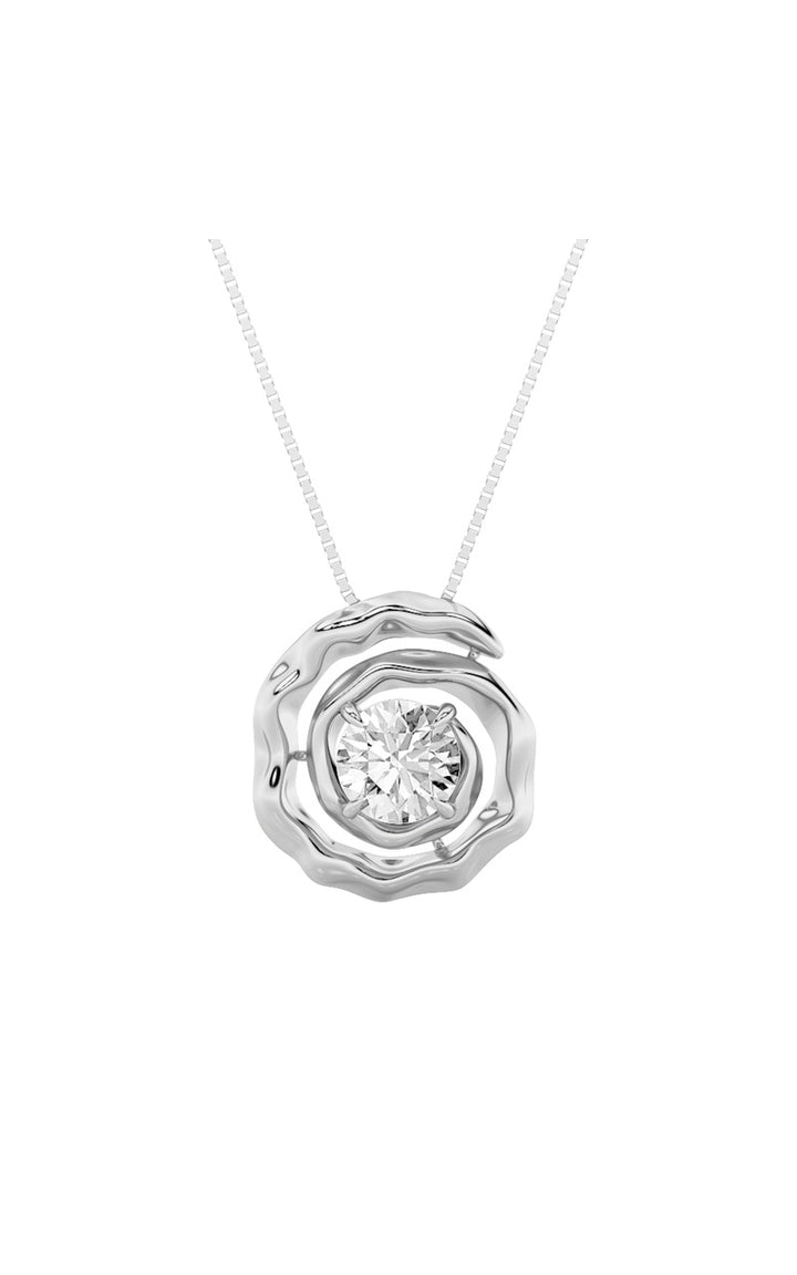 1Cttw Round Shaped Lab Grown Diamond (F/VS) Organic Design Solitaire Pendant in 14K Gold